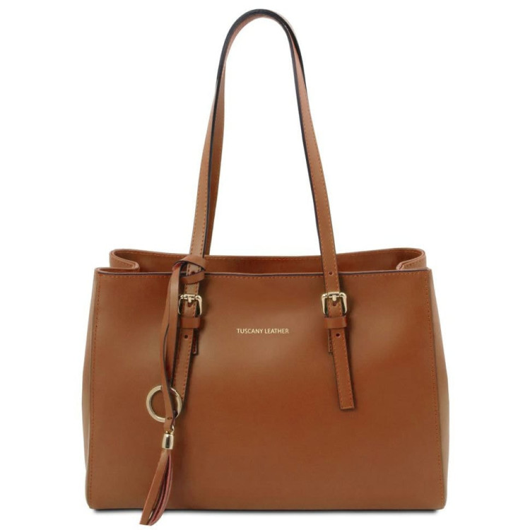 шкіряна сумка Tuscany Leather коньячного кольору